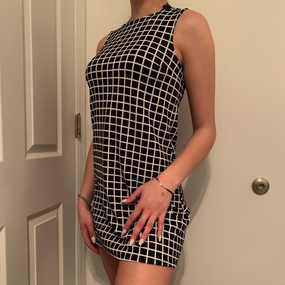 Ginger G black & white grid pattern dress